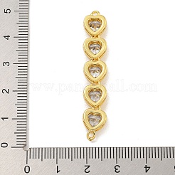 Rack Plating Brass Clear Cubic Zirconia Connector Charms&nbsp;KK-C074-19G-02