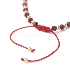 Dyed Natural Malaysia Jade Rondelle Beaded Braided Bead Bracelets&nbsp;BJEW-JB13395-01
