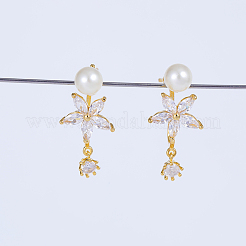Elegant Brass Pave Clear Cubic Zirconia Stud Earrings&nbsp;WX5814