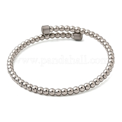 304 Stainless Steel Round Beaded Bangles for Women&nbsp;BJEW-D436-01P