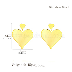 Heart Stainless Steel Dangle Stud Earrings&nbsp;LJ8920-1