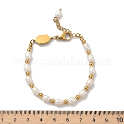 304 Stainless Steel & Natural Freshwater Pearl Beaded Bracelets for Women&nbsp;BJEW-B162-02G