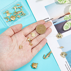 20Pcs 10 Styles Sea Animals Brass Pendants&nbsp;KK-HS0001-26