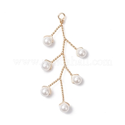 Shell Pearl Copper Wire Wrapped Round Pendants&nbsp;PALLOY-TA00324