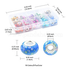 60pcs 10 Colors Opaque Resin European Beads&nbsp;RPDL-YW0001-03