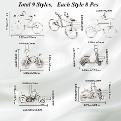72Pcs 9 Styles Tibetan Style Alloy Pendants&nbsp;TIBEP-SC0003-26