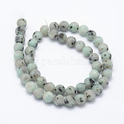 Natural Sesame Jasper/Kiwi Jasper Beads Strands&nbsp;G-F518-18-6mm