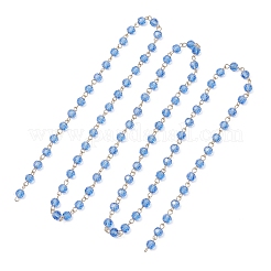 Handmade 304 Stainless Steel Glass Rondelle Link Chains&nbsp;AJEW-JB01460-02