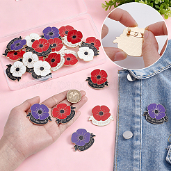 24Pcs 4 Colors Lest We Forget Poppy Enamel Broochs&nbsp;JEWB-GA0001-50