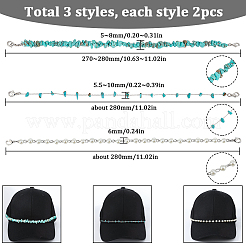 6Pcs 3 Styles Synthetic/Natural Turquoise Chips Baseball Cap Chain&nbsp;AJEW-SC0003-58