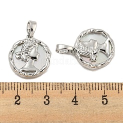 Brass Pave Shell Pendants&nbsp;KK-G490-36P
