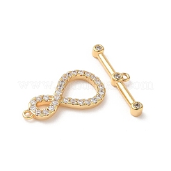 Brass Micro Pave Clear Cubic Zirconia Toggle Clasps&nbsp;KK-D504-06G