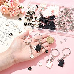 DIY Alphabet Alloy Enamel  & Building Blocks Resin Pendant Keychain Making Kits&nbsp;DIY-CJ0002-80