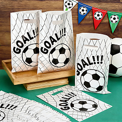 100Pcs Football Print Plastic Gift Bags with Die Cut Hole Handle&nbsp;ABAG-WH0045-101A