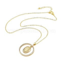 Brass Micro Pave Clear Cubic Zirconia Ring Pendant Necklaces&nbsp;LS-NJEW-P322-A03-G