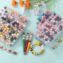 89Pcs Pattern Printed Silicone Beads Sets&nbsp;SIL-SZ0002-54A