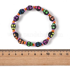 Halloween Skull Acrylic Beaded Stretch Bracelets&nbsp;BJEW-JB14347-01