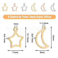 120Pcs 6 Style 304 Stainless Steel Pendants&nbsp;STAS-DC0015-13