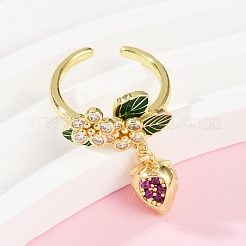Brass Micro Pave Cubic Zirconia Cuff Rings for Women&nbsp;RJEW-F182-08B-G