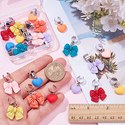 24Pcs 12 Styles Heart & Bowknot Resin Stethoscope Pendant Decorations&nbsp;HJEW-SP0001-58