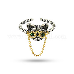 Glasses Dog 925 Sterling Silver Micro Pave Cubic Zirconia Adjustable Cuff Rings&nbsp;FS-WGF17D0-01