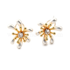 Brass Micro Pave Clear Cubic Zirconia Stud Earrings&nbsp;EJEW-S270-02A-GS