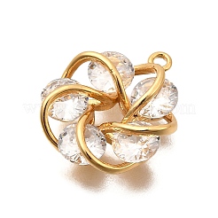 Brass Micro Pave Cubic Zirconia Pendants&nbsp;KK-B152-19G