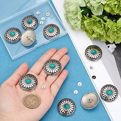 10Pcs 1-Hole Alloy & Turquoise Decorative Rivets&nbsp;FIND-GF0003-47