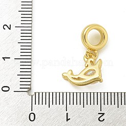Rack Plating Brass Pave Clear AB Cubic Zirconia Whale European Dangle Charms&nbsp;KK-Z067-41G