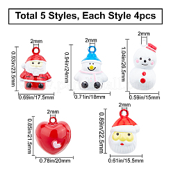 20Pcs 5 Style Christmas Baking Paint Brass Bell Pendants&nbsp;KKB-SC0001-01