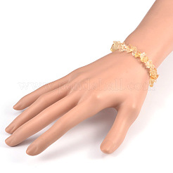 Chips Natural Citrine Beaded Stretch Bracelets&nbsp;X-BJEW-JB01826-08