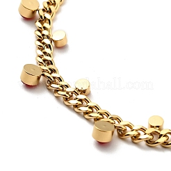 Rhinestone Charms Necklace with Curb Chains&nbsp;NJEW-P229-19G-02