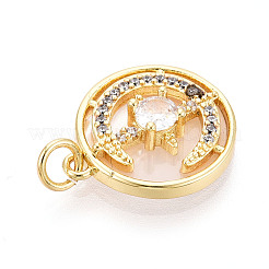Brass Micro Pave Clear Cubic Zirconia Pendants&nbsp;KK-N268-36G