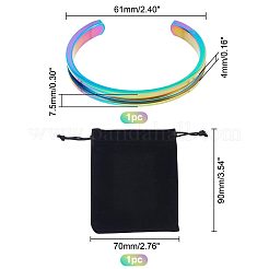 1Pc 304 Stainless Steel Grooved Bangles&nbsp;FIND-UN0043-39M