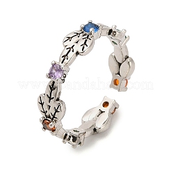 Brass Micro Pave Cubic Zirconia Open Cuff Rings&nbsp;RJEW-P169-05AS