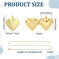 4Pcs Brass Heart Locket Pendants&nbsp;NJEW-ME0001-19