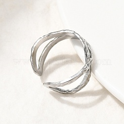 304 Stainless Steel Open Cuff Rings for Women&nbsp;RJEW-H261-07P