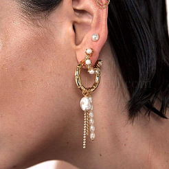 Alloy Rhinestone Rice Tassel Stud Earrings&nbsp;FS-WG9547A-01
