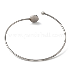 304 Stainless Steel Cuff Blank Bangle Bases with Round Tray&nbsp;STAS-Z088-04B-P