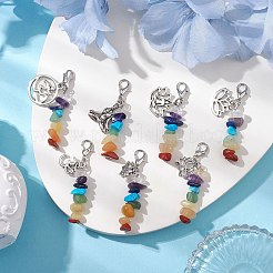 Chakra Natural & Synthetic Mixed Gemstone Pendant Decorations&nbsp;HJEW-JM02101