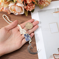 Nuggets Natural Quartz Crystal & Lapis Lazuli Pouch Pendant Decorations&nbsp;HJEW-WH20002-03E