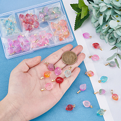 60Pcs 6 Colors Two Tone Transparent Spray Painted Glass Pendants&nbsp;GLAA-PH0001-55