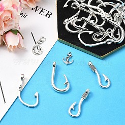 50Pcs 5 Styles Tibetan Style Alloy Hook Clasps&nbsp;TIBE-YW0001-66