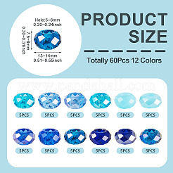 60Pcs 12 Colors Blue Color Theme Glass European Beads&nbsp;GPDL-TA0001-10