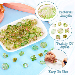 96Pcs 8 Styles Two Tone Transparent Acrylic Beads&nbsp;MACR-TA0002-12