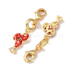 Brass Micro Pave Clear Cubic Zirconia and Enamel Pendant Decoration&nbsp;KK-T083-01A-G