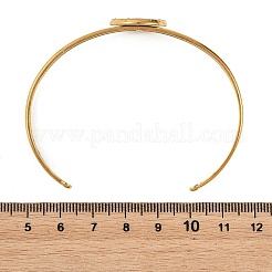 Natural Paua Shell Flat Round 304 Stainless Steel Open Cuff Bangles&nbsp;BJEW-JB14372-01
