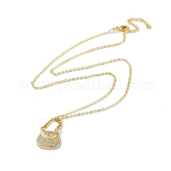 Golden Brass Rhinestone Pendant Necklace with Cable Chains&nbsp;LS-NJEW-P278-A01