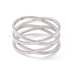 Non-Tarnish Criss Cross 304 Stainless Steel Finger Ring for Women &nbsp;RJEW-B035-03P