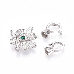 925 Sterling Silver Micro Pave Cubic Zirconia Fold Over Clasps&nbsp;STER-T008-02P-01